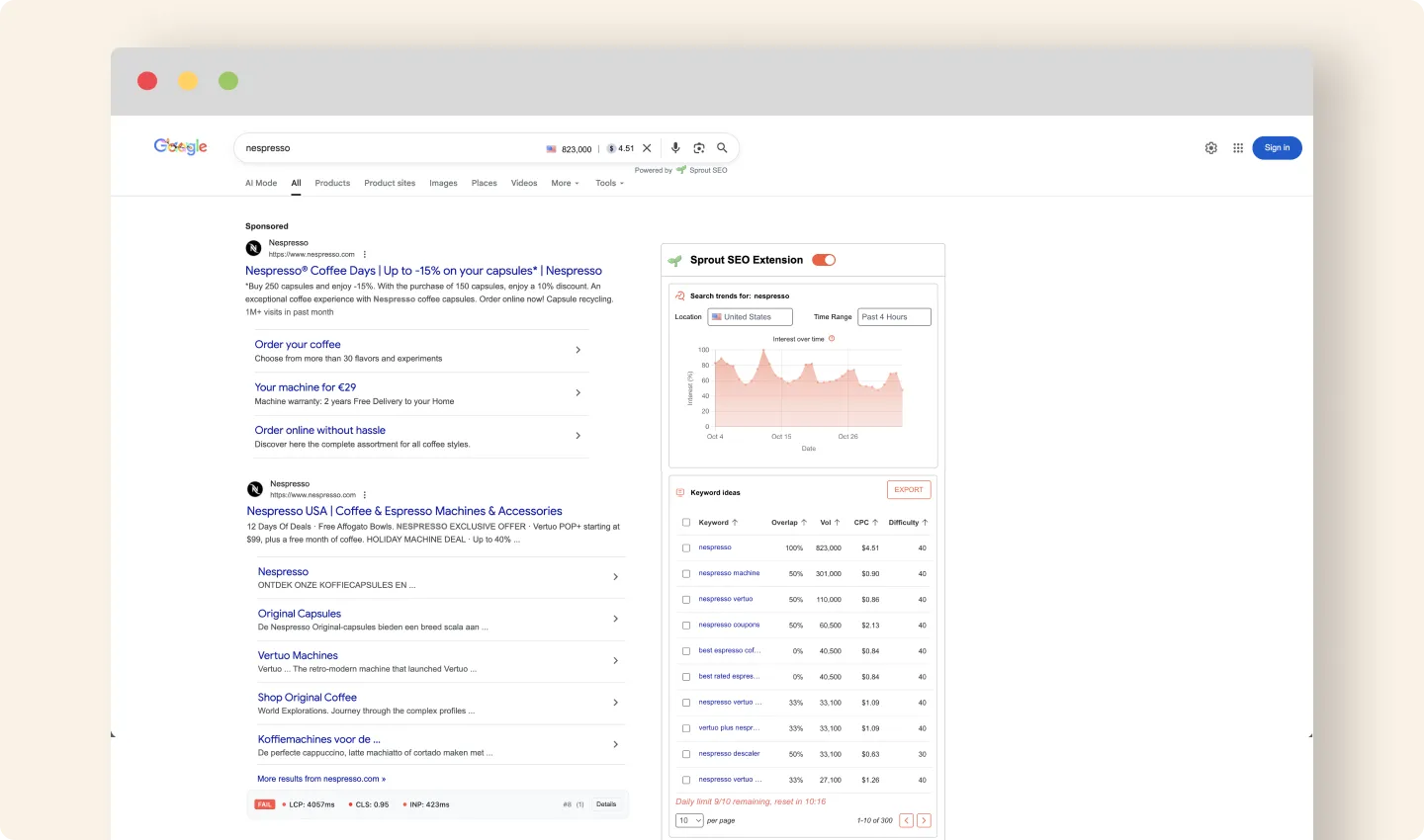 Google Ads based Keyword Ideas straight in the SERP
