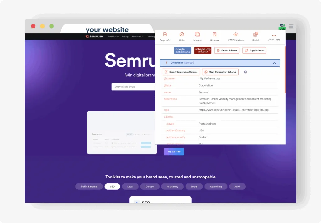Validate and export schema quickly with direct links to Google Rich Results Test and Schema.org validator